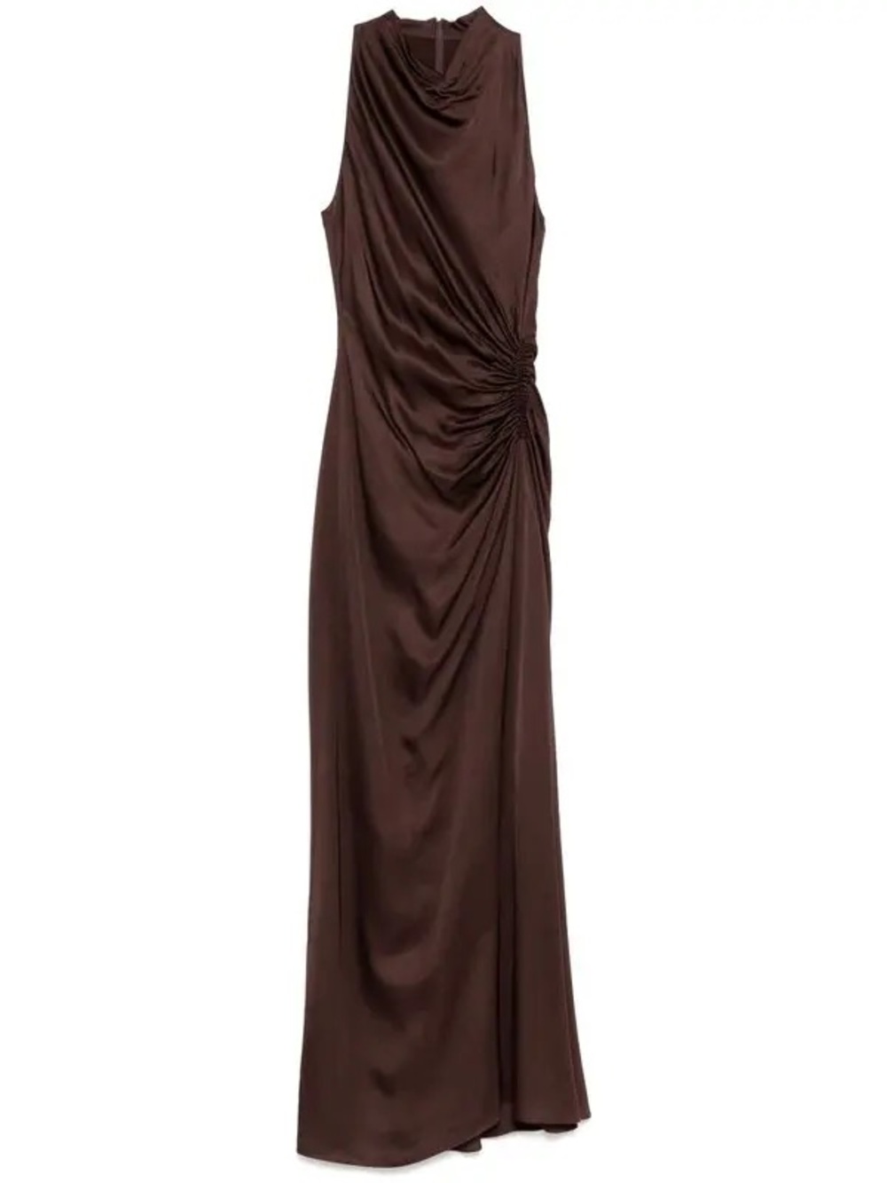 A.L.C. Chocolate Brown Sleeveless Maxi Dress with Gathered Side Detail - Picture 3 of 3